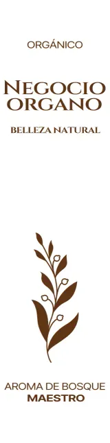 Para promocionar cosméticos ecológicos con una sencilla ilustración en marrón oscuro.