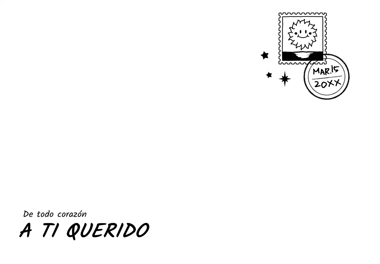 Para cartas con una bonita ilustración de sello con un concepto dibujado a mano en negro