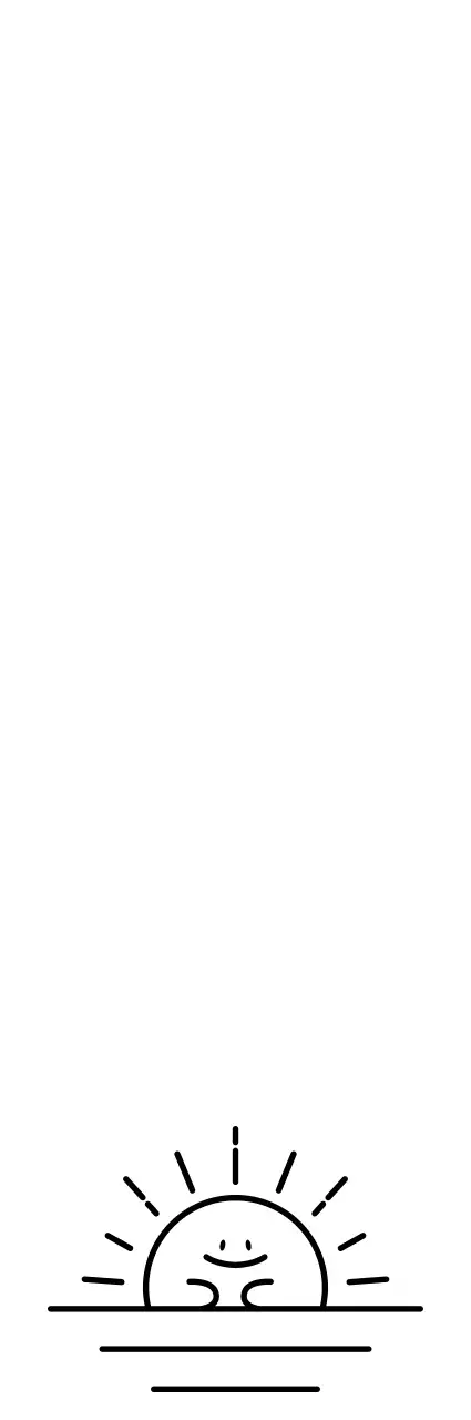 Mercancía con un sencillo texto en inglés en negro y una sencilla ilustración en forma de sol