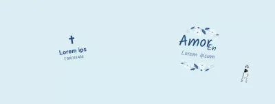 Iglesia con flores azul claro