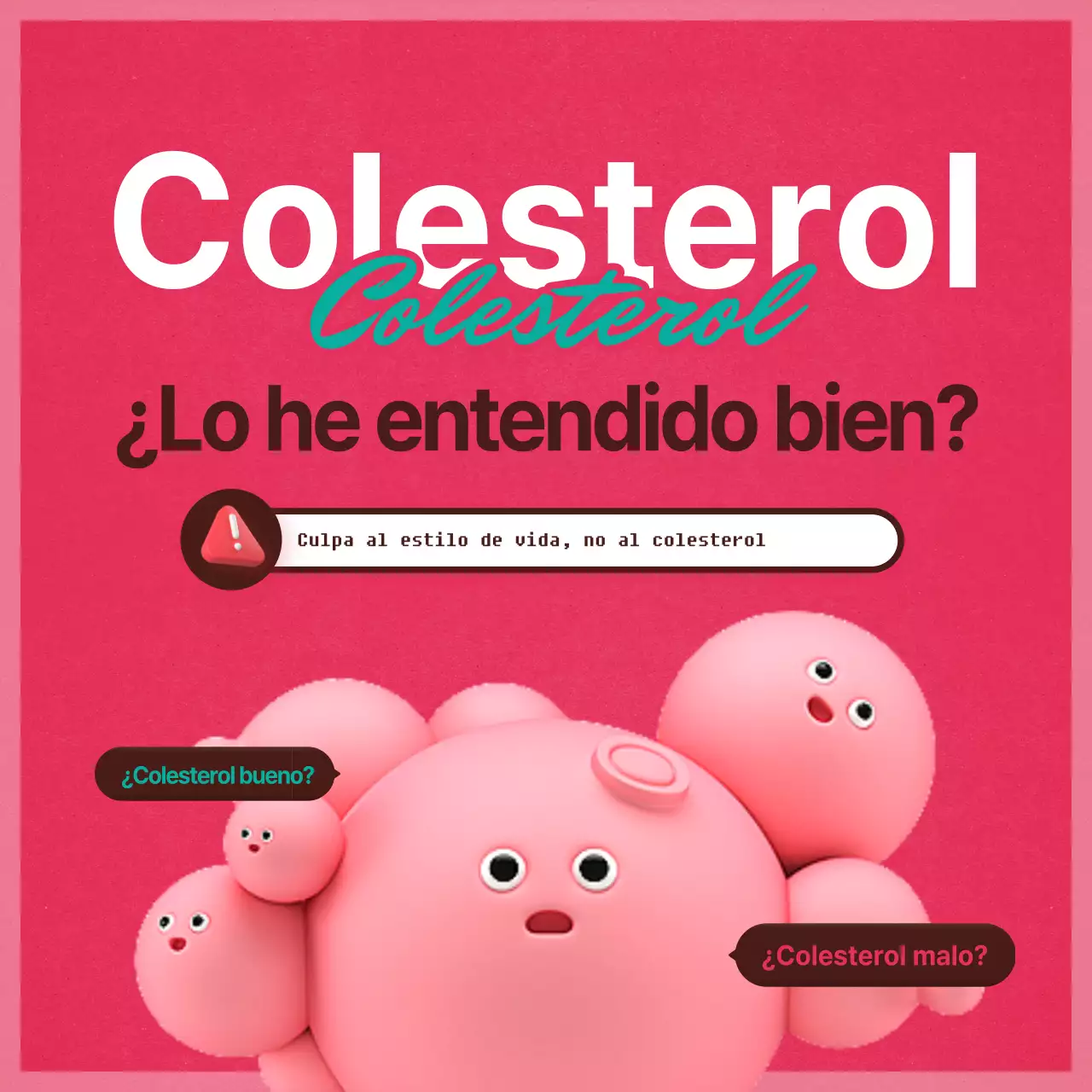 Colesterol de color rosa oscuro y menta