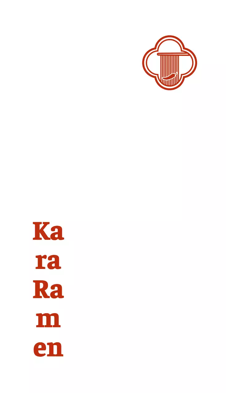 Ramen japonés con el logotipo de una flor roja y blanca