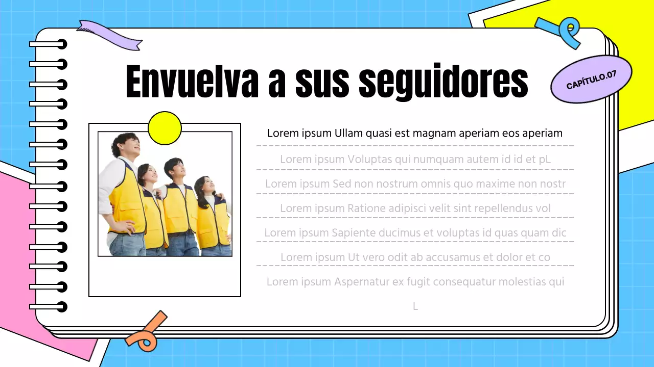 Presentación del testimonio de los simpatizantes en forma de nota kitsch en rosa y azul claro