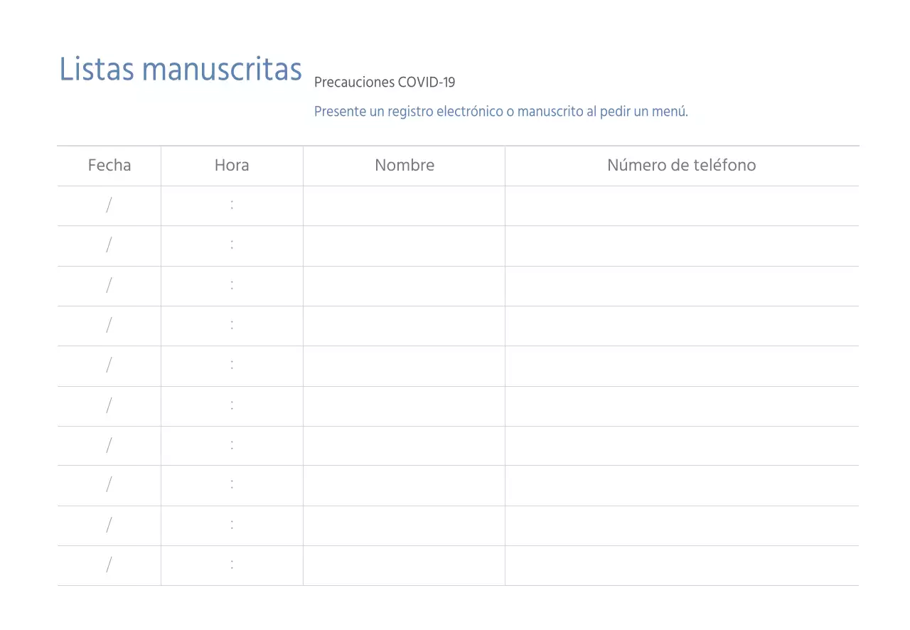 Corona lista manuscrita