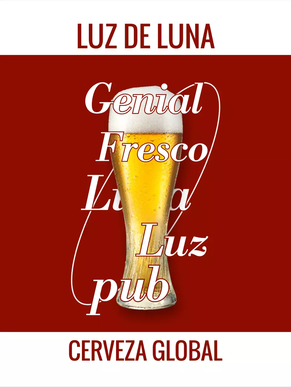 Emotivo pub con fotos y logotipo de vino y cerveza blanca