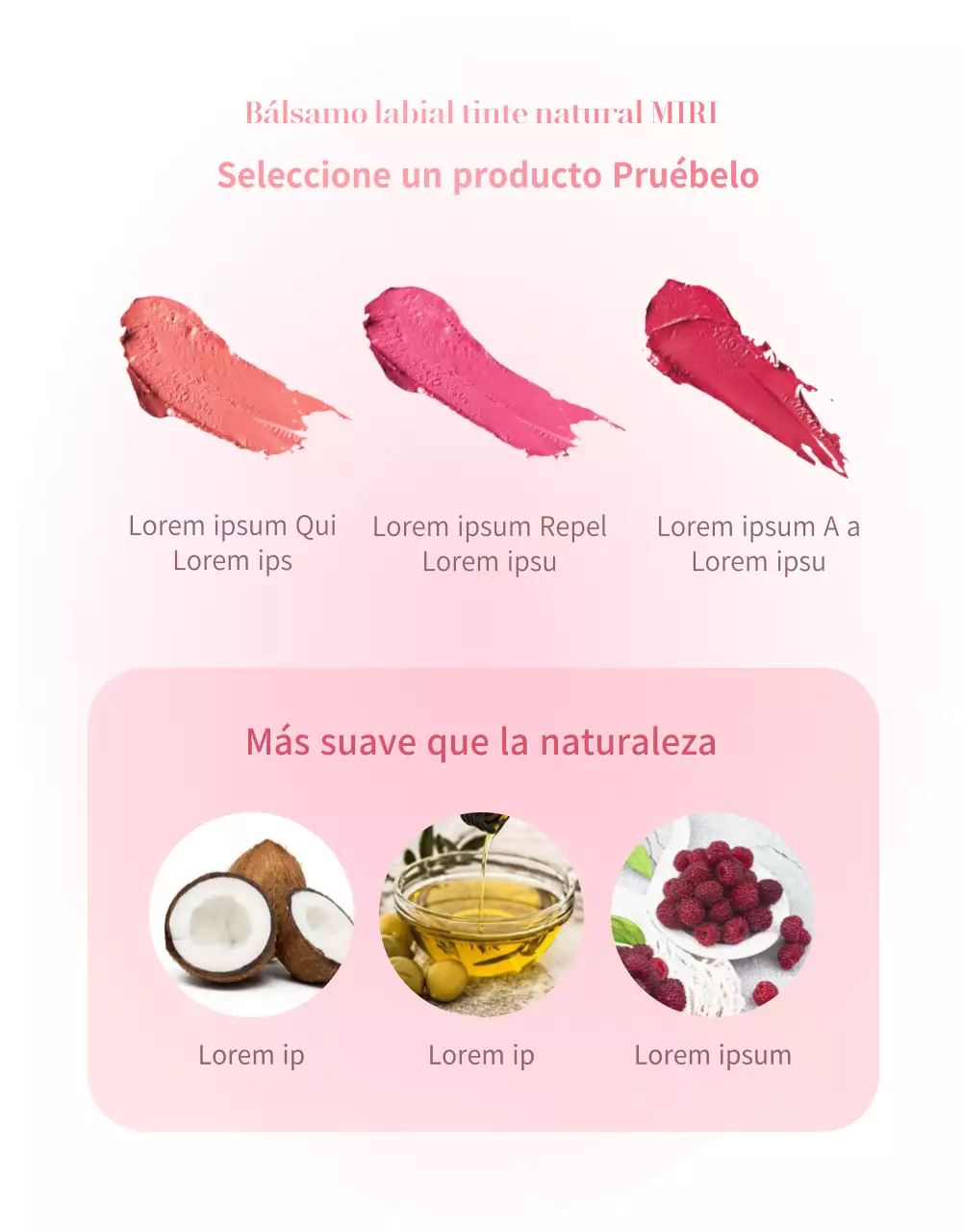 Página de eventos de cosmética con degradado sencillo en rosa