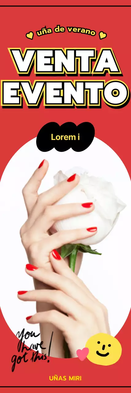 Nail art mano sobre fondo rojo