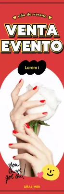 Nail art mano sobre fondo rojo