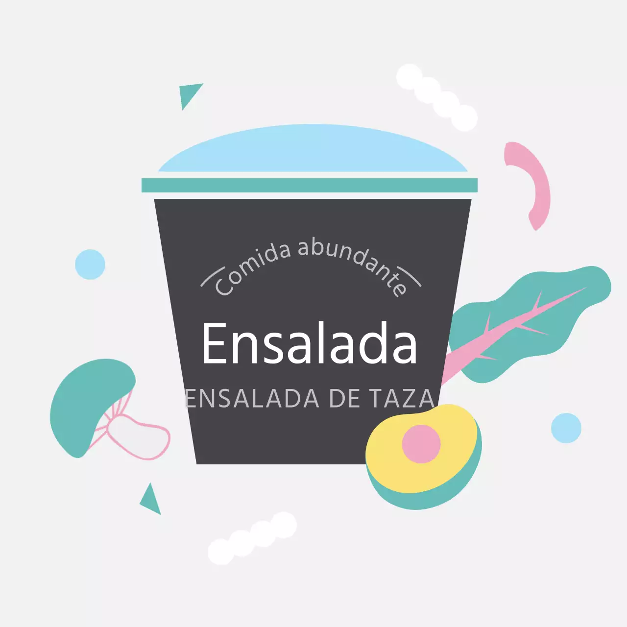 Pegatinas Gris Claro Simple Cup Salad Lunch Box