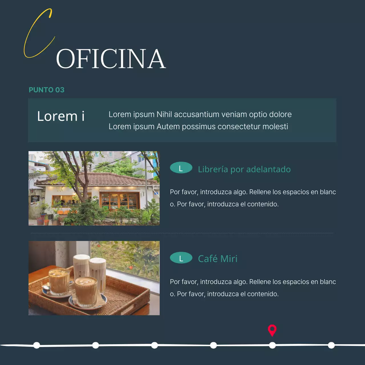 Guía de una librería moderna en azul marino