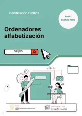 Portada de libro de certificación informática en blanco y menta cibernético