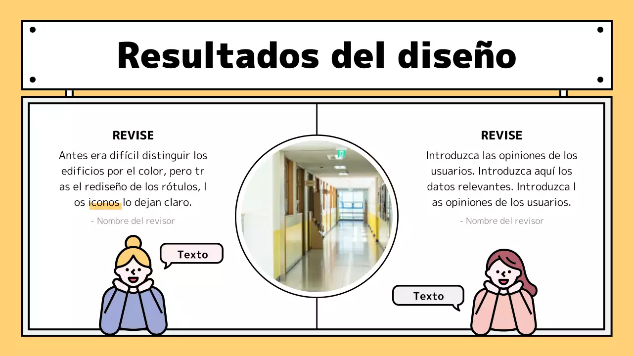 Rediseñar los letreros de las aulas con toques amarillos