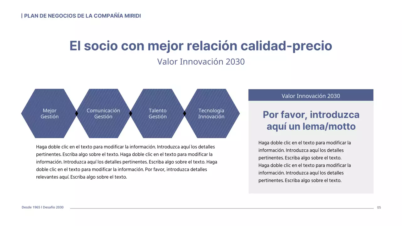 Un sencillo plan de empresa en tonos marinos