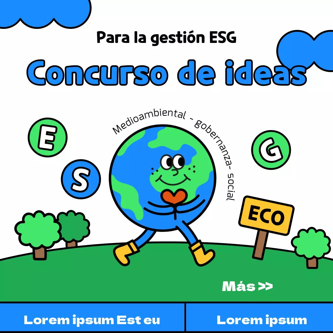 Concurso de ideas ESG con un toque kitsch azul y verde