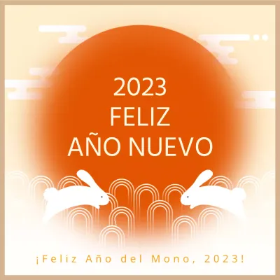 Conejito naranja Felicitaciones de Año Nuevo