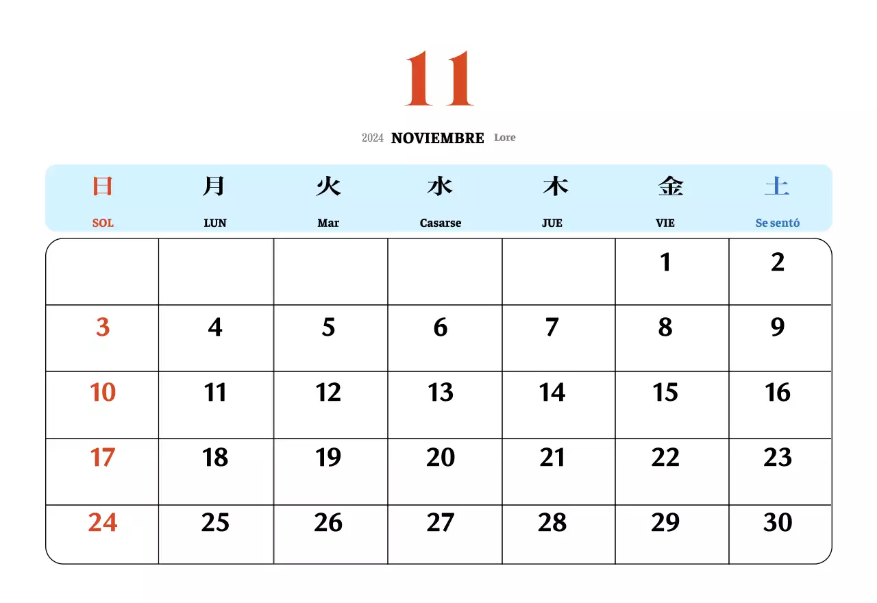 Calendario nostálgico de concepto retro en rojo y azul