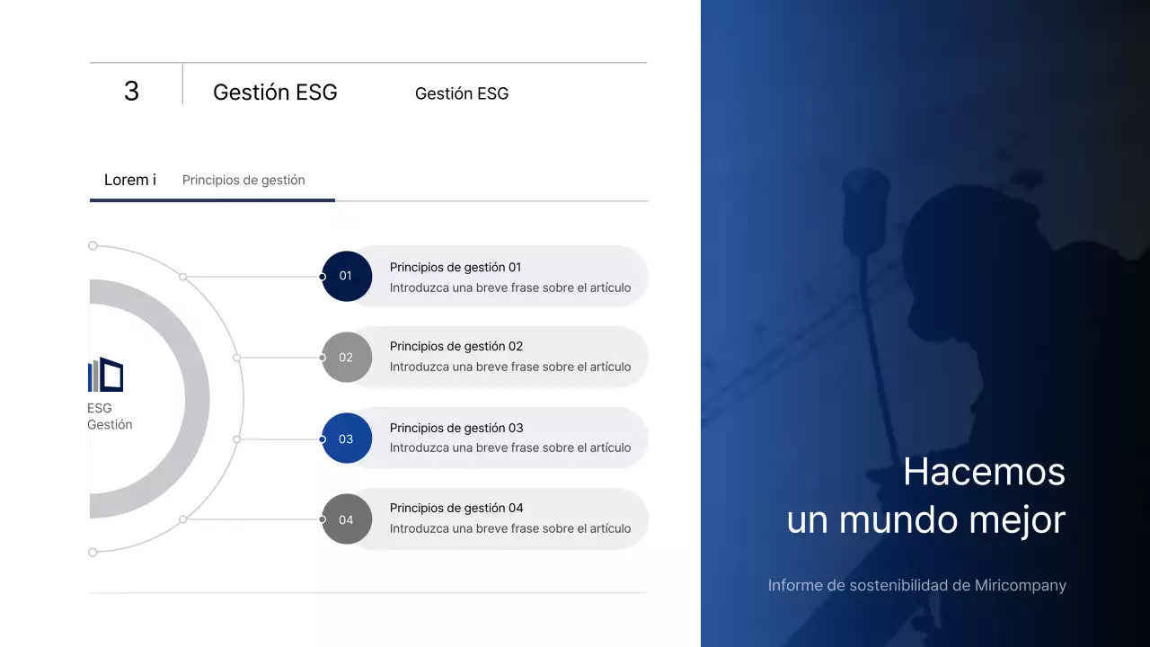 Sencilla presentación infográfica corporativa con degradados azules y verdes