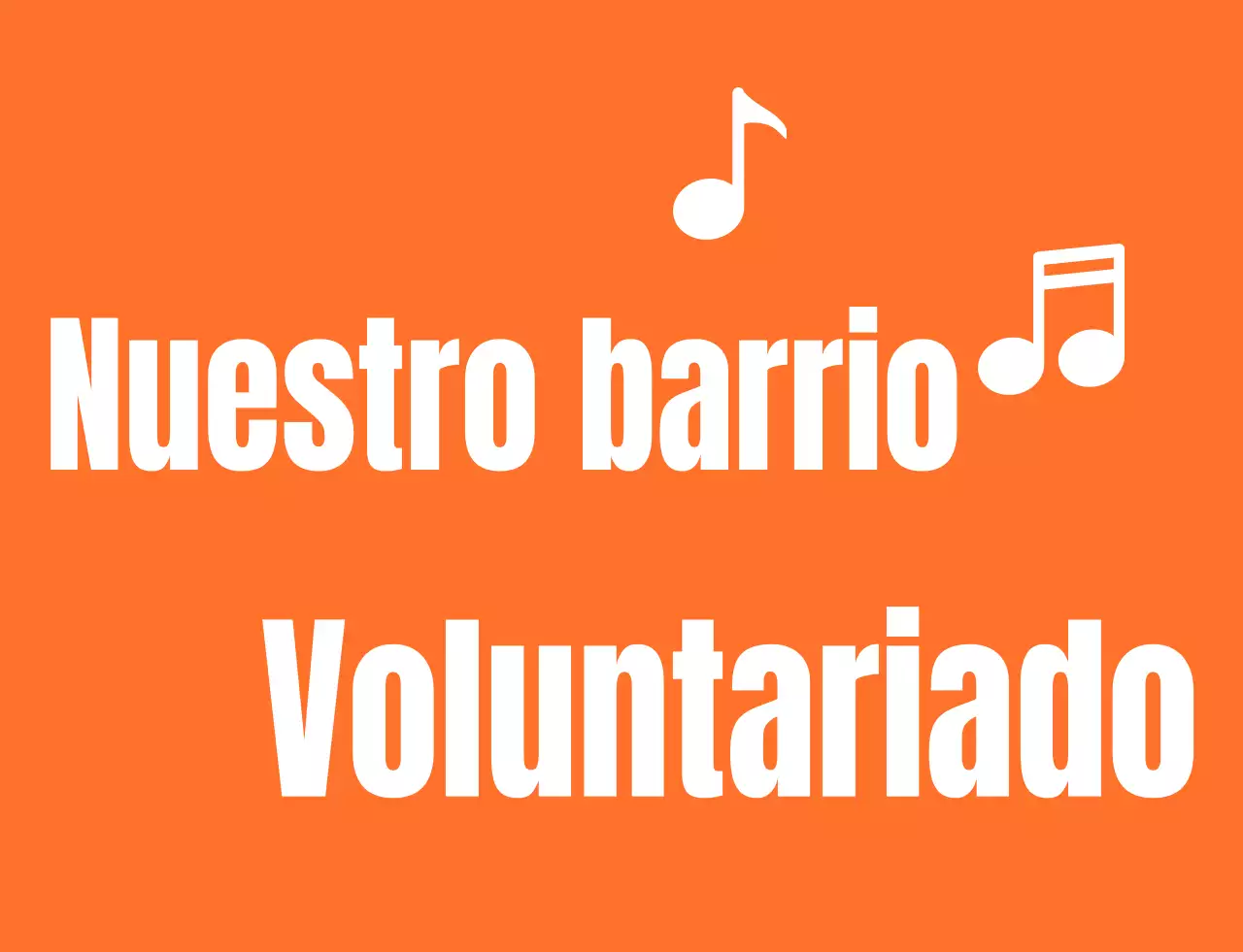 Texto rítmico estilo logotipo en naranja y blanco Organización de voluntarios