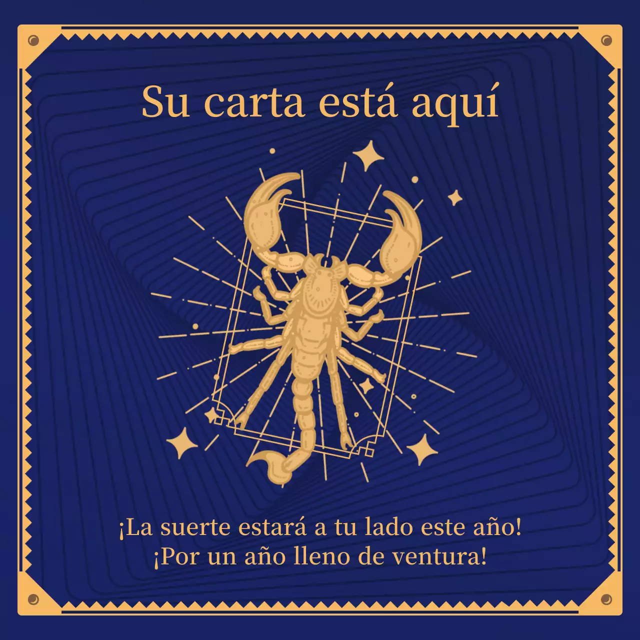 Concepto de carta del tarot del horóscopo de Año Nuevo en azul marino y beige