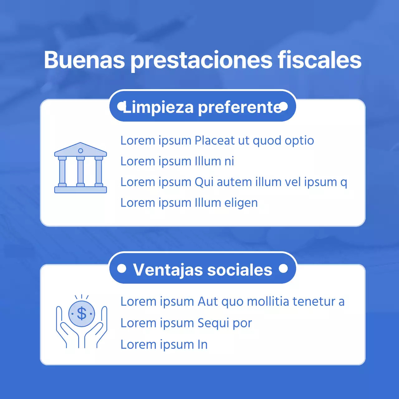 Información sobre la oferta del Día de los Impuestos resaltada en azul ilustraciones limpias