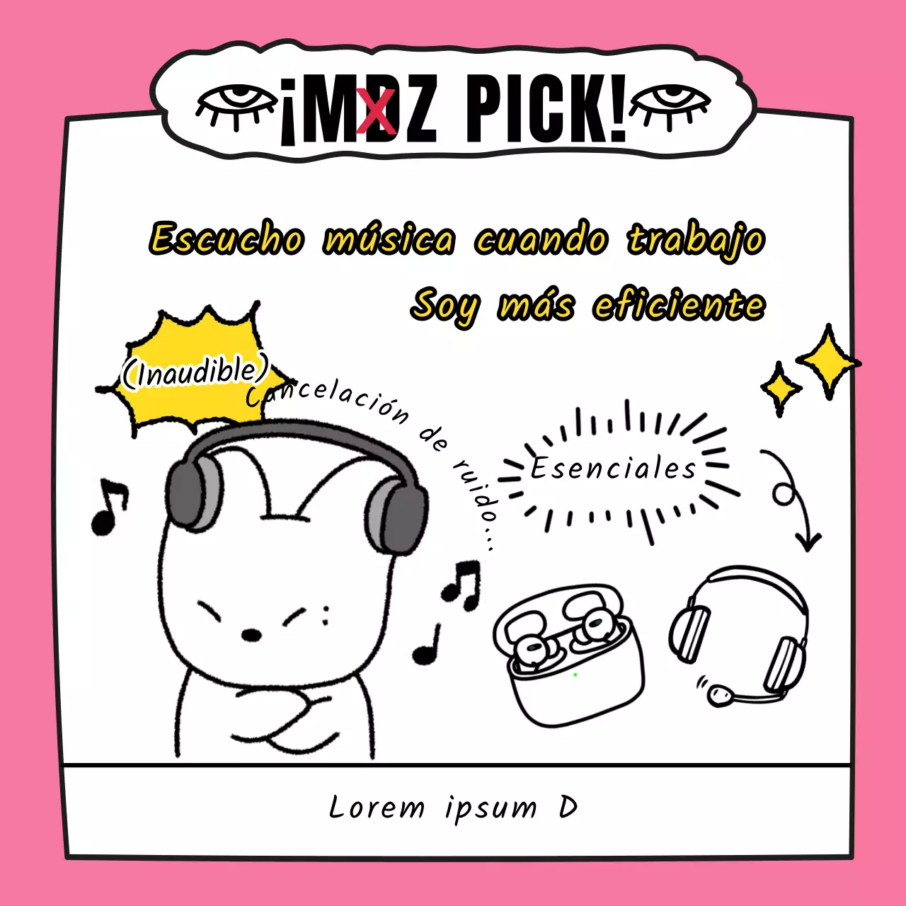 Bonita parodia de Gen MZ dibujada a mano sobre fondo rosa.