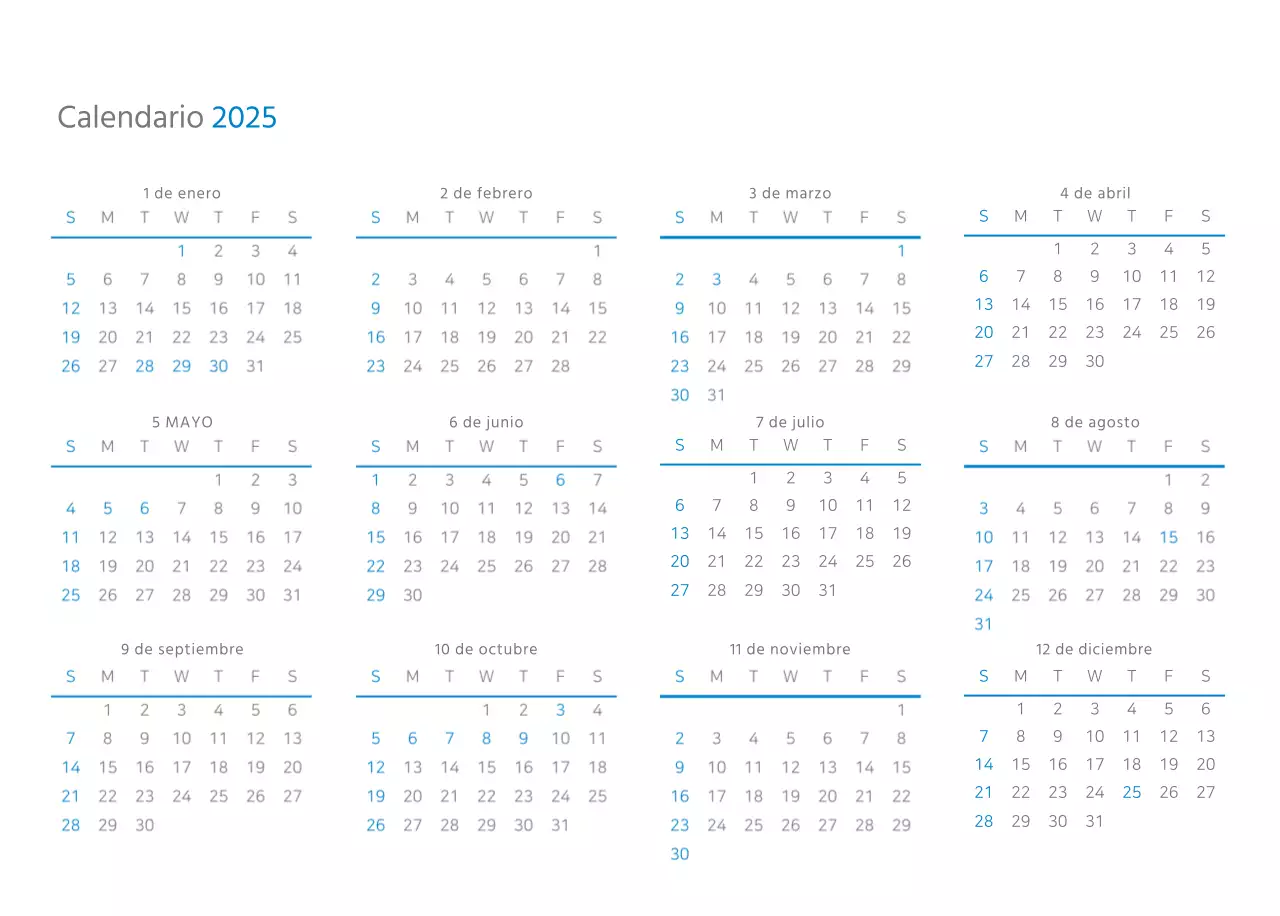 Calendario de empresa blanco y sencillo