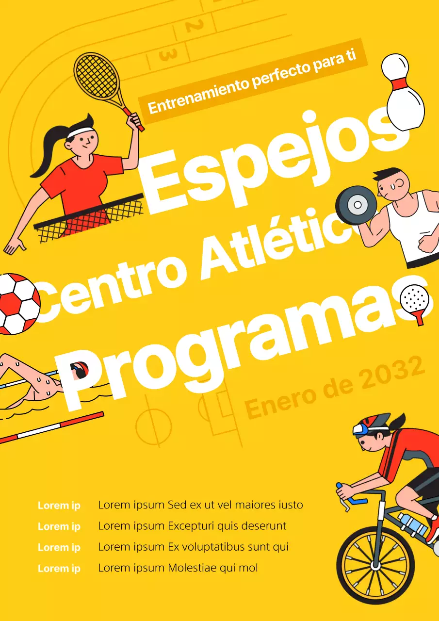 Amarillo Rojo Blanco Simple Carácter Ilustración Diagonal Concepto Gimnasio Información Tema