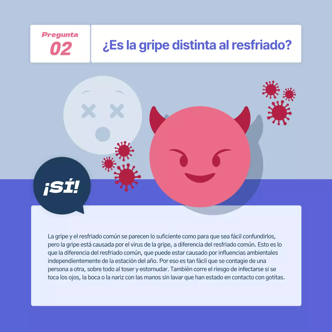 Campaña azul, amable y limpia para prevenir la gripe (CardNews)
