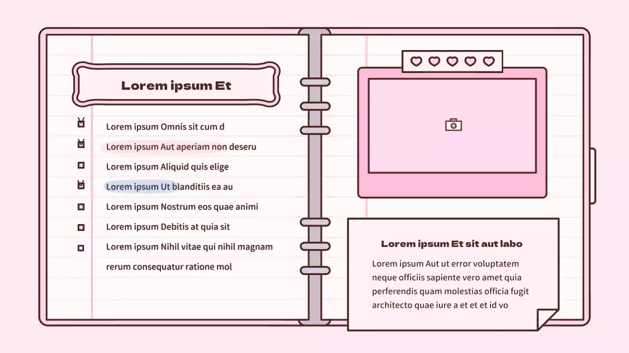 Bonito kit de presentación del concepto de agenda en rosa