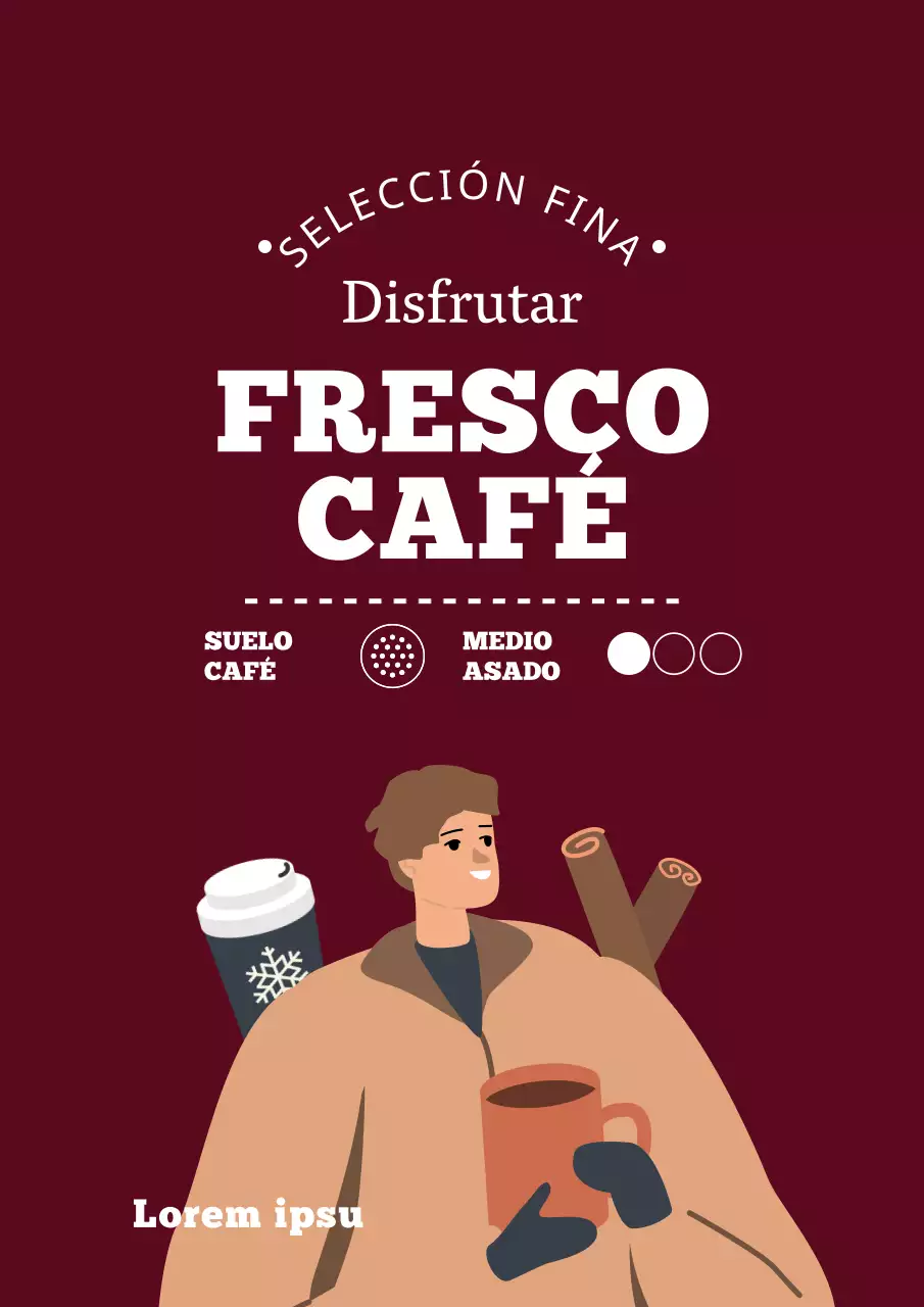 Etiquetas de envases de granos de café con simpáticas ilustraciones