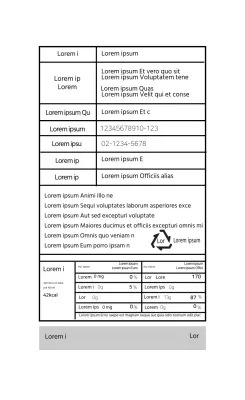 Etiqueta alimentaria simple de línea blanca