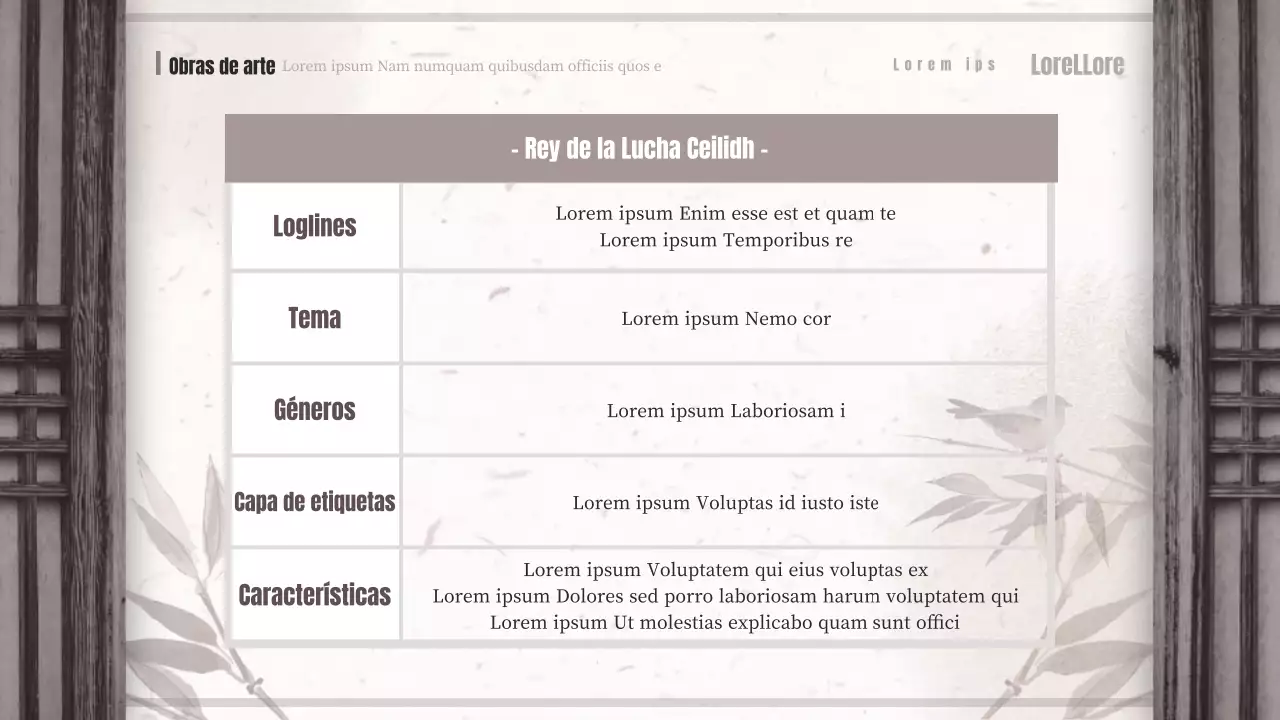 Marrón y beige orientalización concepto sagas lucha libre webtoon propuesta