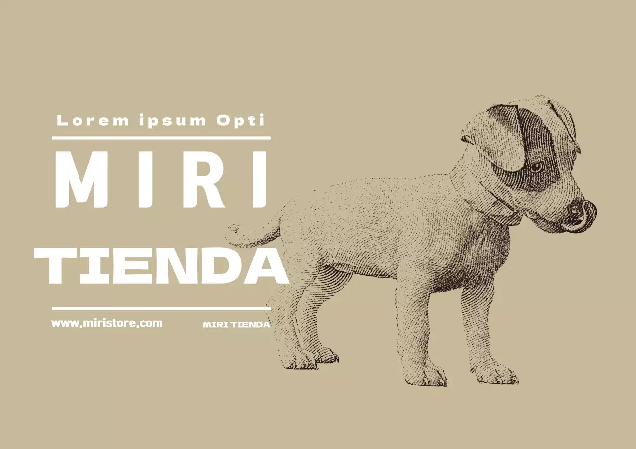 Etiqueta beige ilustrada de tienda de animales