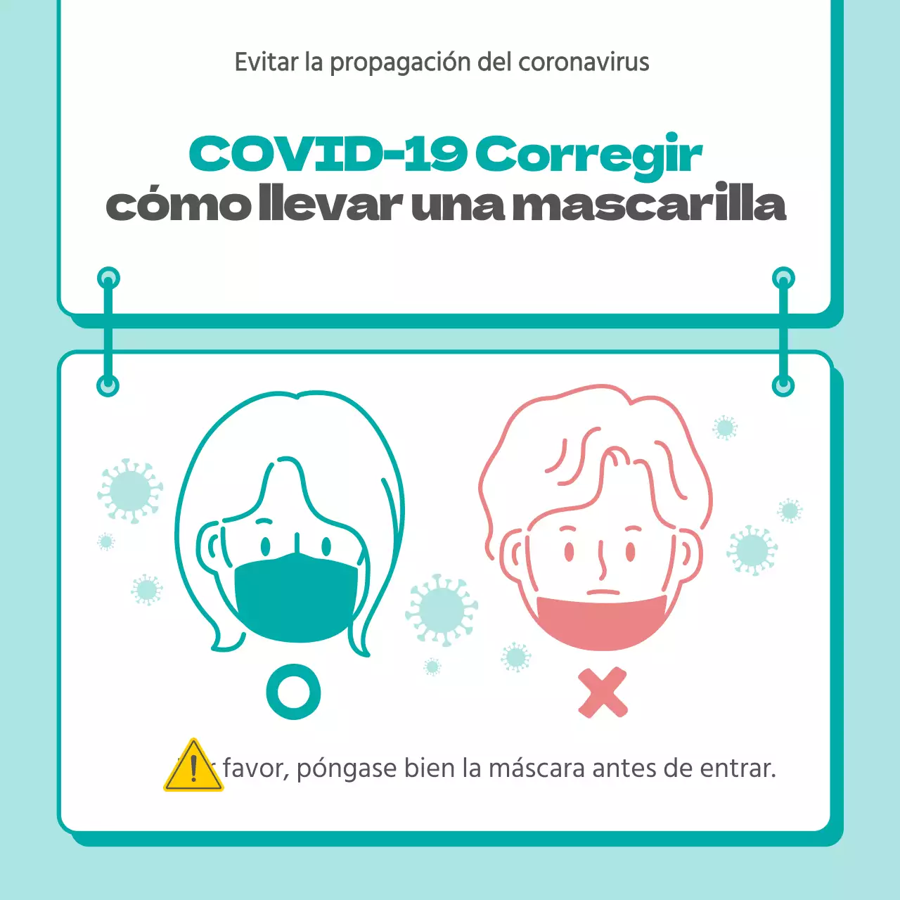 Instrucciones ilustradas para llevar una máscara verde