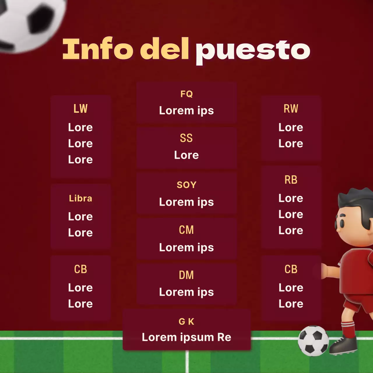 Información en rojo sobre la posición en los partidos de fútbol