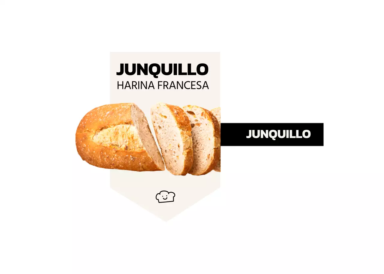 Dentro de un menú de panadería con un diseño sencillo que presenta imágenes de pan auténtico en negro y marfil.