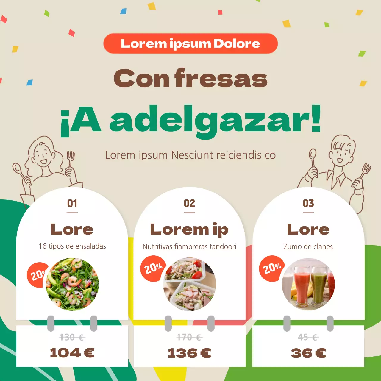 Ofertas de suscripción a la fiambrera Green and Brown Diet Salad