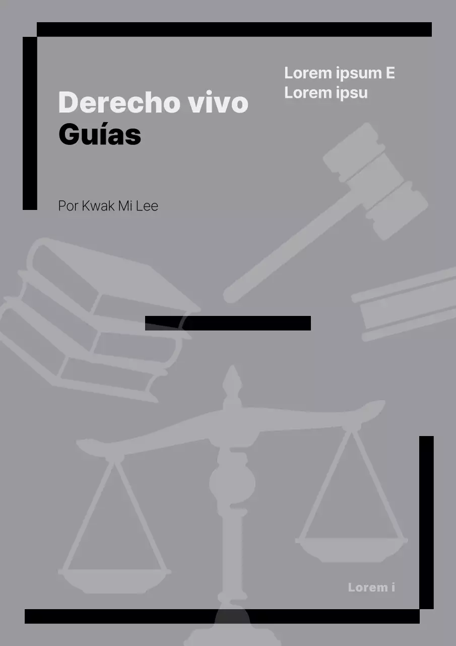 Guía de Derecho viviente con iconos grises y líneas en negrita