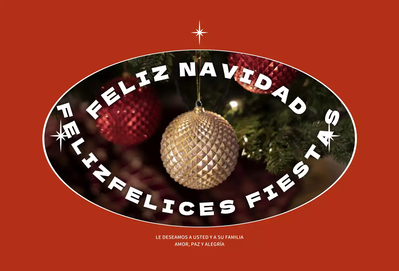 Postal navideña con foto de Navidad en rojo