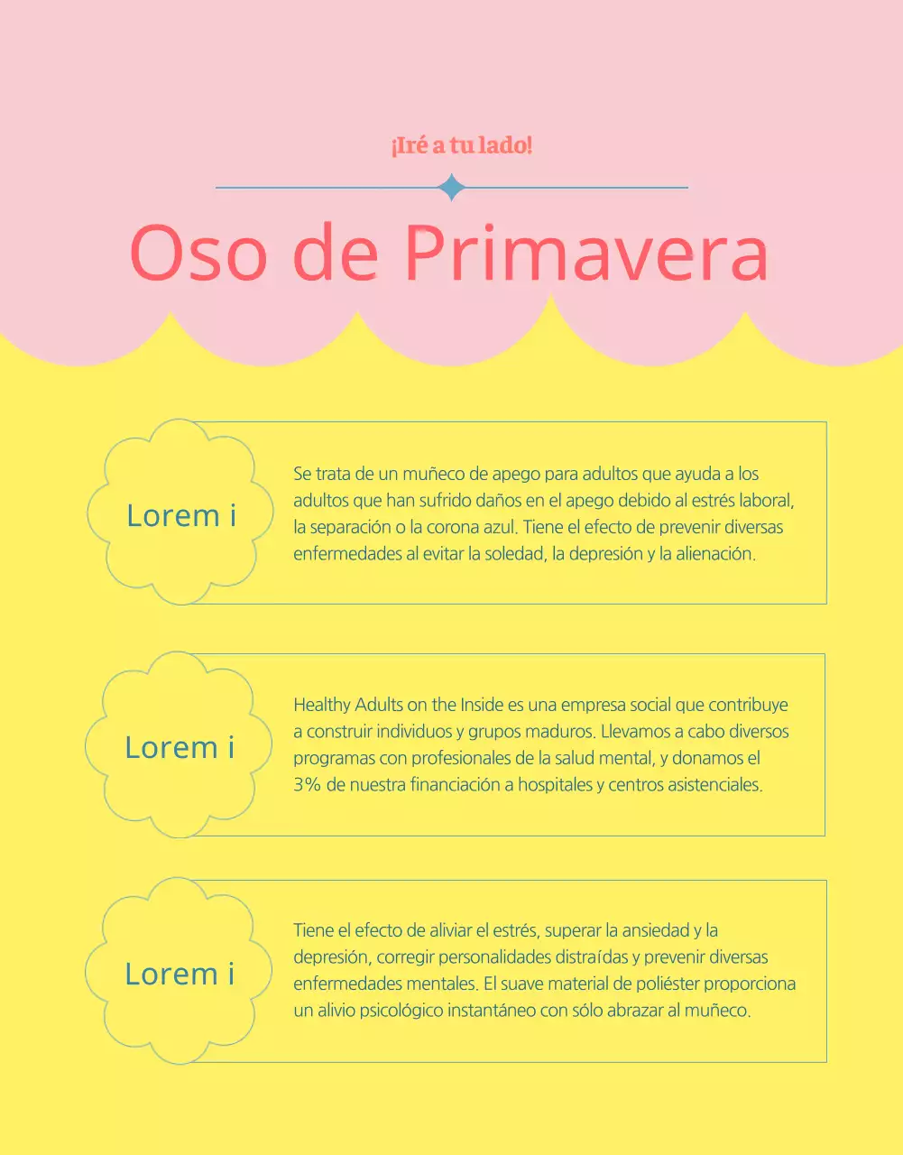Una propuesta de financiación para un muñeco de peluche rosa y azul claro