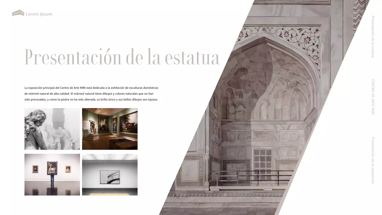 Una introducción a una lujosa exposición museística en negro y beige