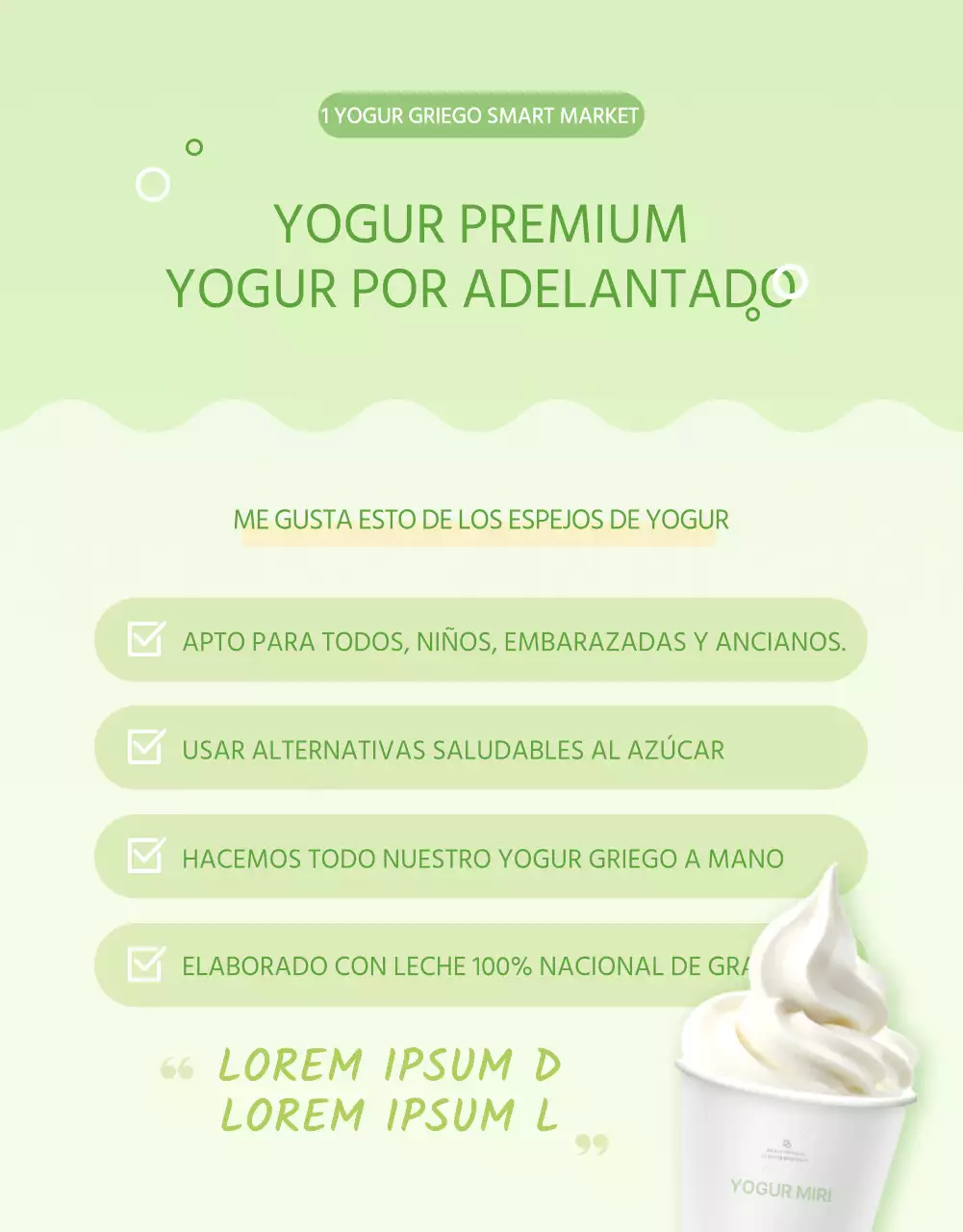 Yogur griego verde claro sencillo página detallada