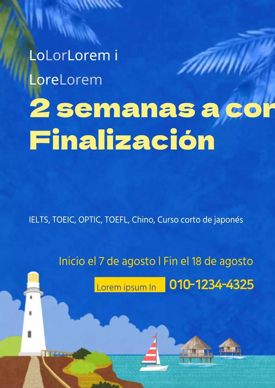 Promocione un paquete de viajes de verano con un fondo de ilustración de un paisaje de cielo azul