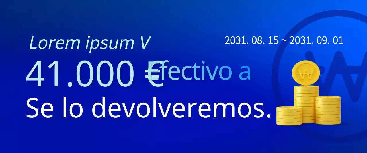 Banner web horizontal con degradado de eventos en azul y azul claro