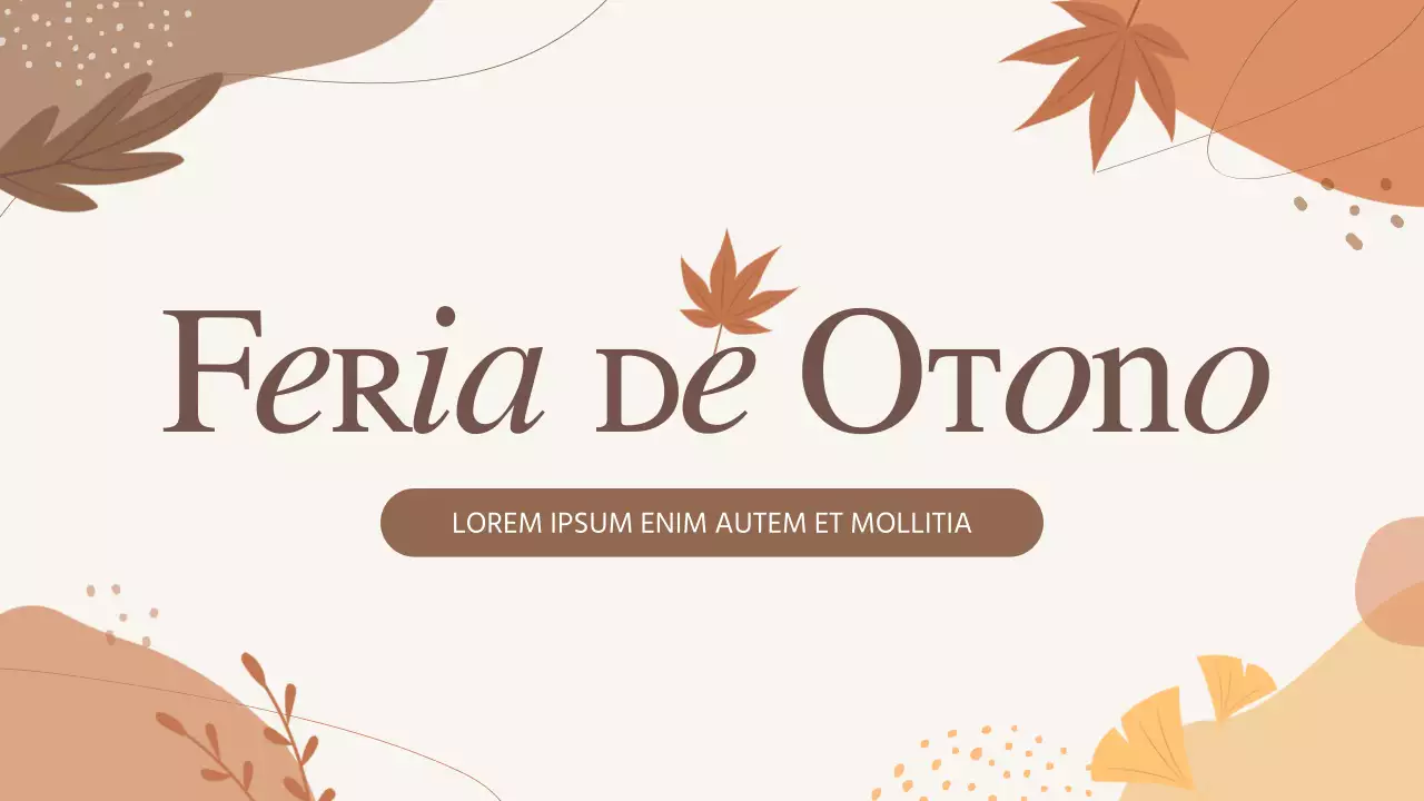 Guía de eventos otoñales con motivos geométricos en marrón y marfil