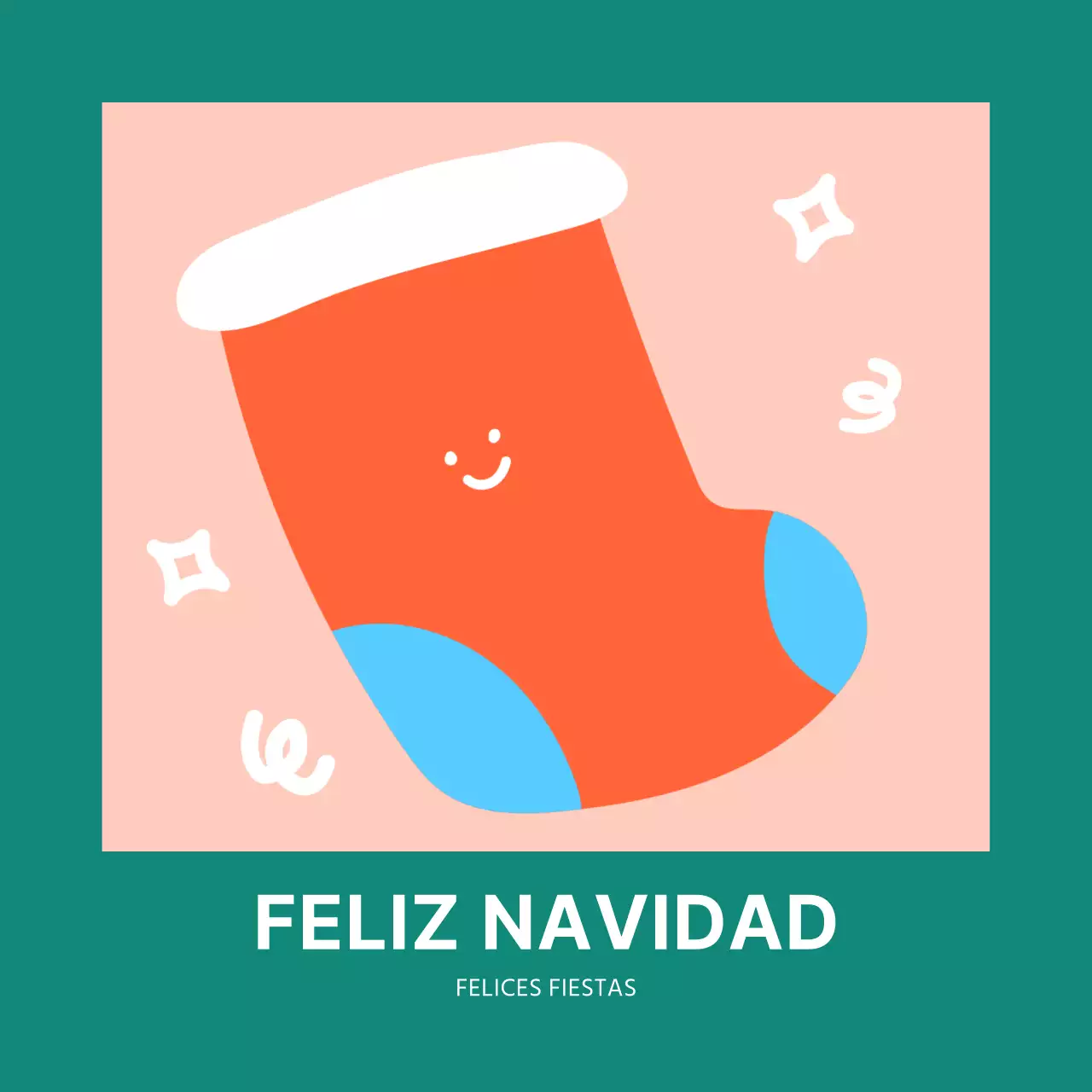 Turquoise Cute Christmas Socks Postal de Navidad Postales