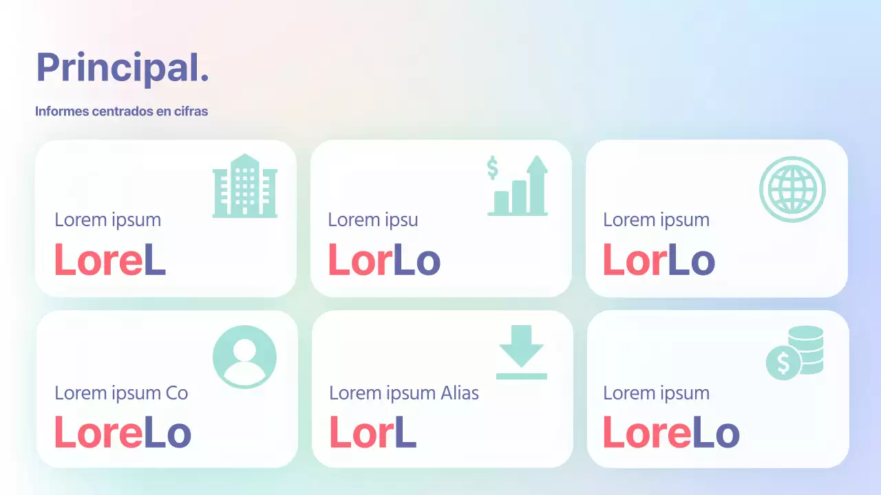 Informe de análisis de datos con fondo en degradado pastel