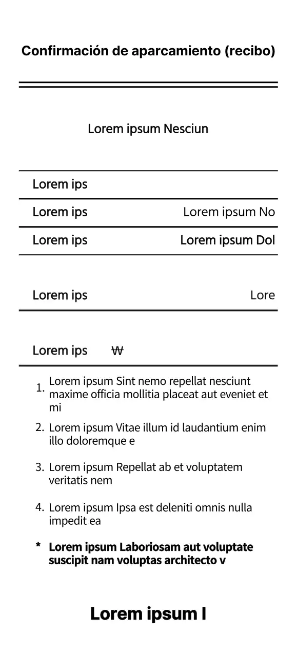 Plantillas de validación y recibos de aparcamiento limpias y elegantes