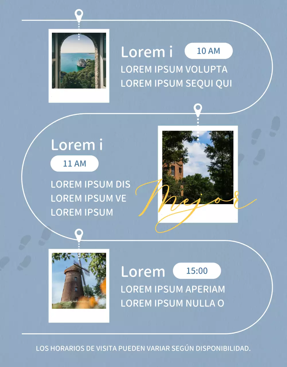 Programa de exploración del área de concepto Polaroid en verde claro y amarillo