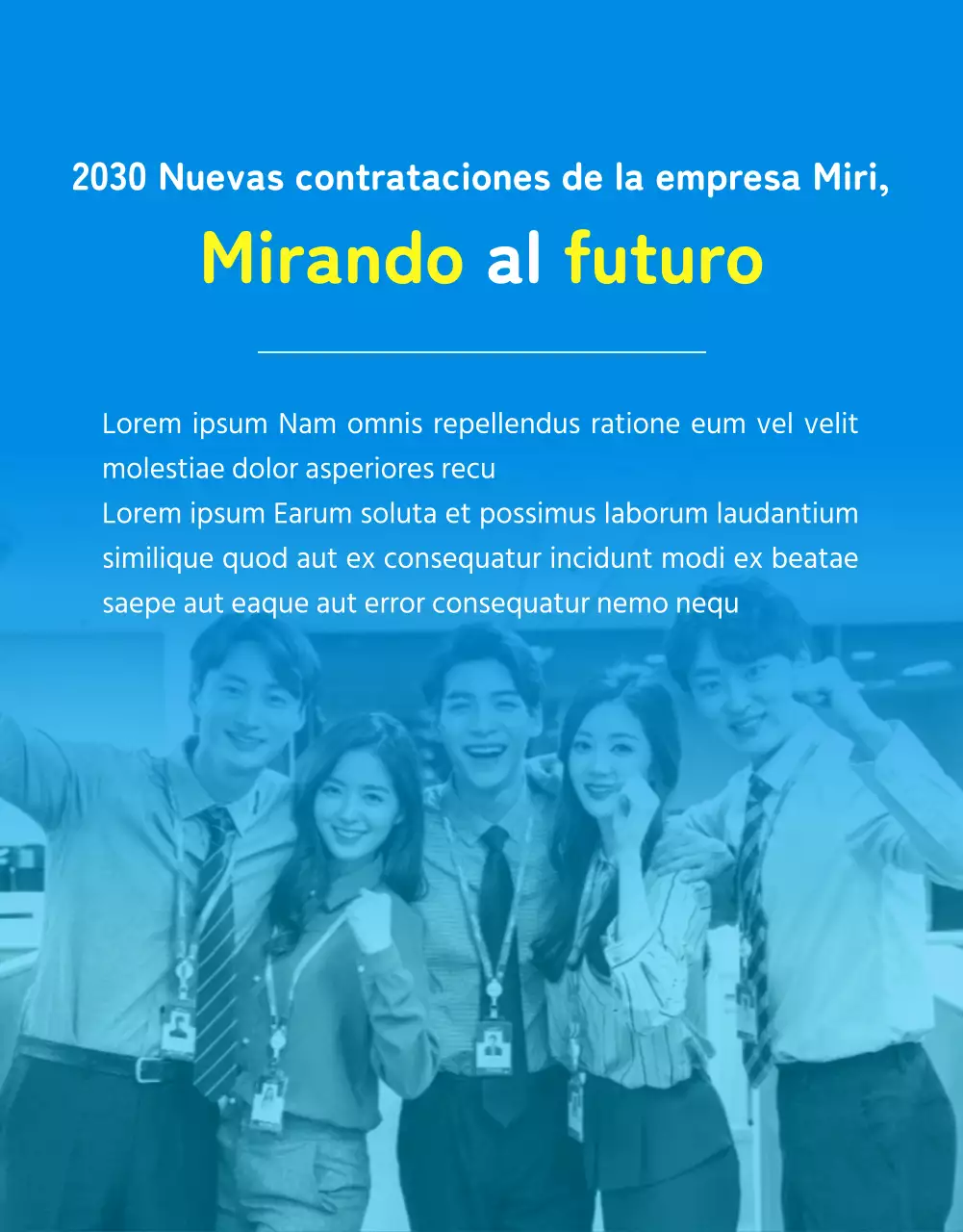 Boletín informativo de la empresa en azul y amarillo